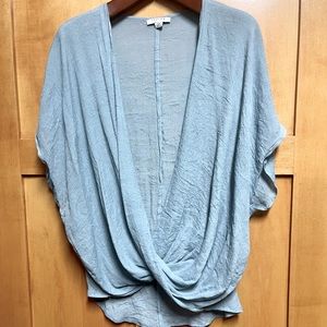 Favlux light blue gauze wrap front blouse